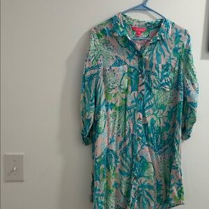 Lilly Pulitzer Pink and Blue Tropical Shirt